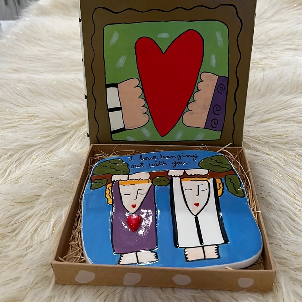 NEW IN BOX! Sandra Magsamen Hanging Tile Plaque “I LOVE HANGING OUT WITH YOU”